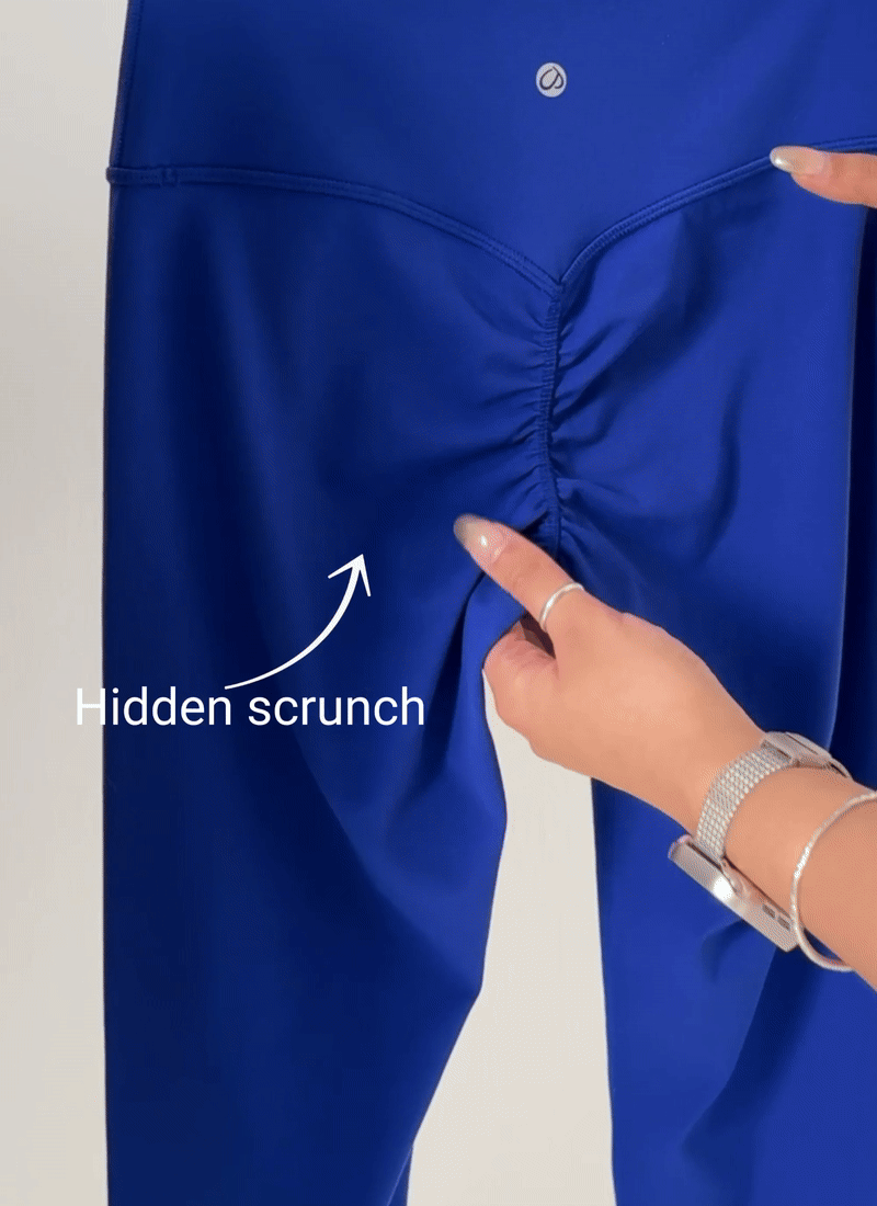 CRZ YOGA Women Butterlift High Rise Scrunch Butt Legging No Front Seam Waves Blue