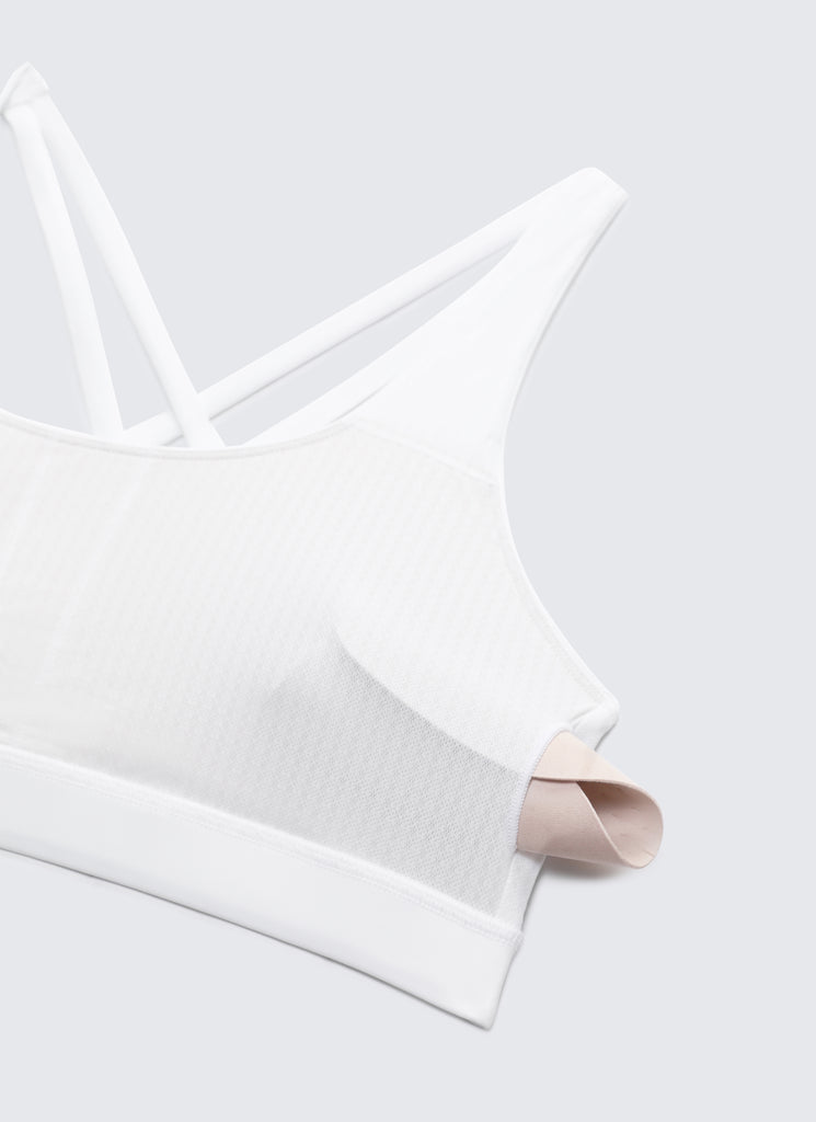 CRZ YOGA Women's Yoga Training Medium Support Nakedfeel Bra Cross Back White