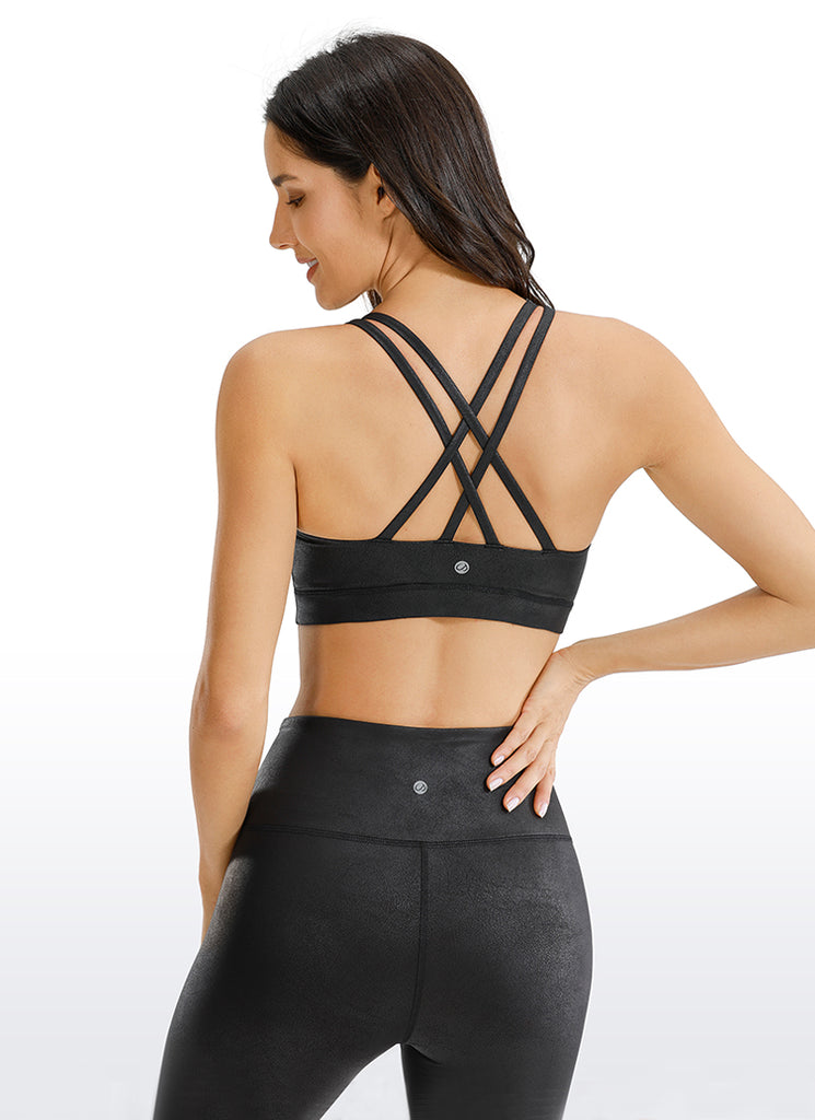 CRZ YOGA Women's Yoga Training Medium Support Nakedfeel Bra Cross Back Camo Multi 9