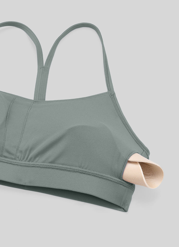 CRZ YOGA Women's Yoga Light Support Butterluxe Sports Bra Y back Grey Sage