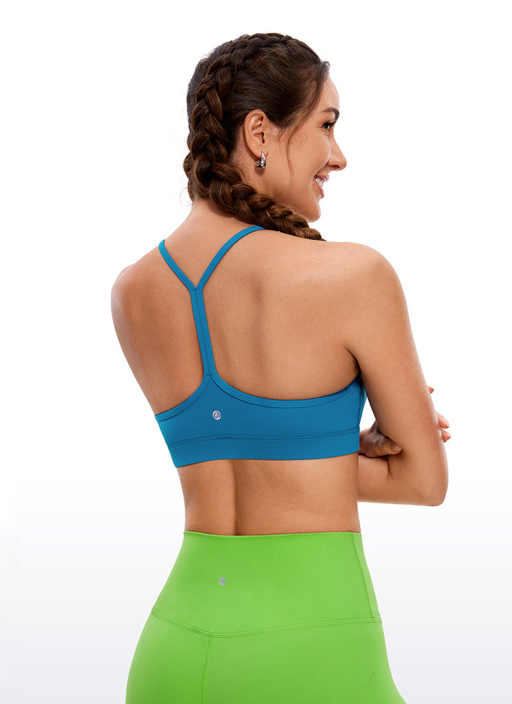 CRZ YOGA Women's Yoga Light Support Butterluxe Sports Bra Y back Super-sonic Blue