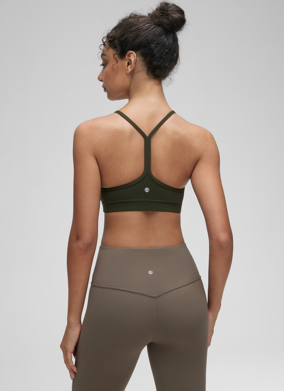 CRZ YOGA Women's Yoga Light Support Butterluxe Sports Bra Y back Olive Green @model_info:Anano