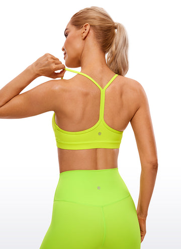 CRZ YOGA Women's Yoga Light Support Butterluxe Sports Bra Y back Neon Yellow