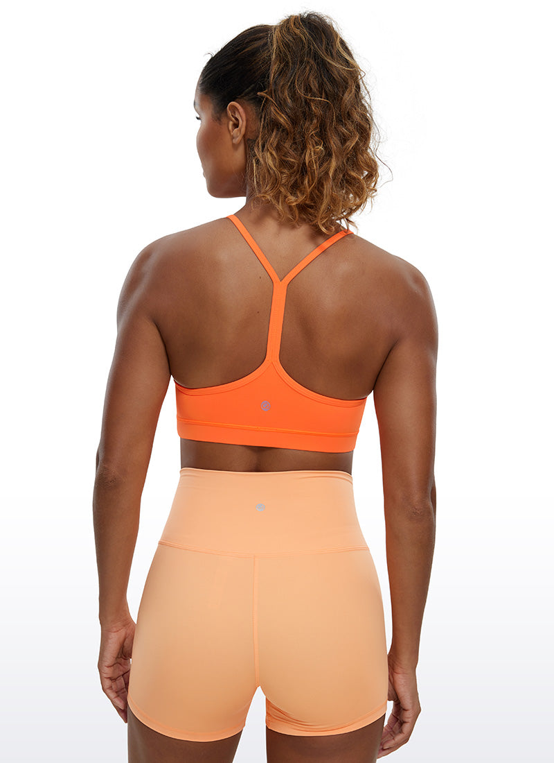 CRZ YOGA Women's Yoga Light Support Butterluxe Sports Bra Y back Neon Orange @model_info:Gigi