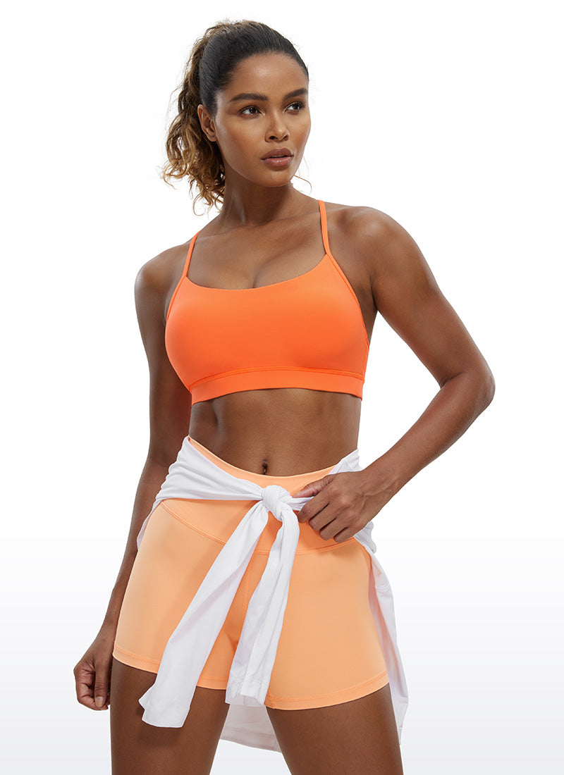 CRZ YOGA Women's Yoga Light Support Butterluxe Sports Bra Y back Neon Orange @model_info:Gigi