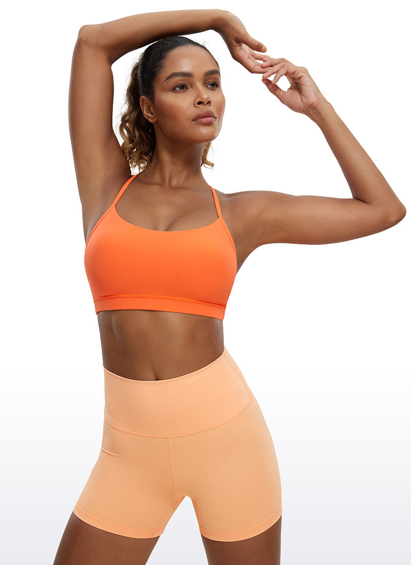 CRZ YOGA Women's Yoga Light Support Butterluxe Sports Bra Y back Neon Orange @model_info:Gigi