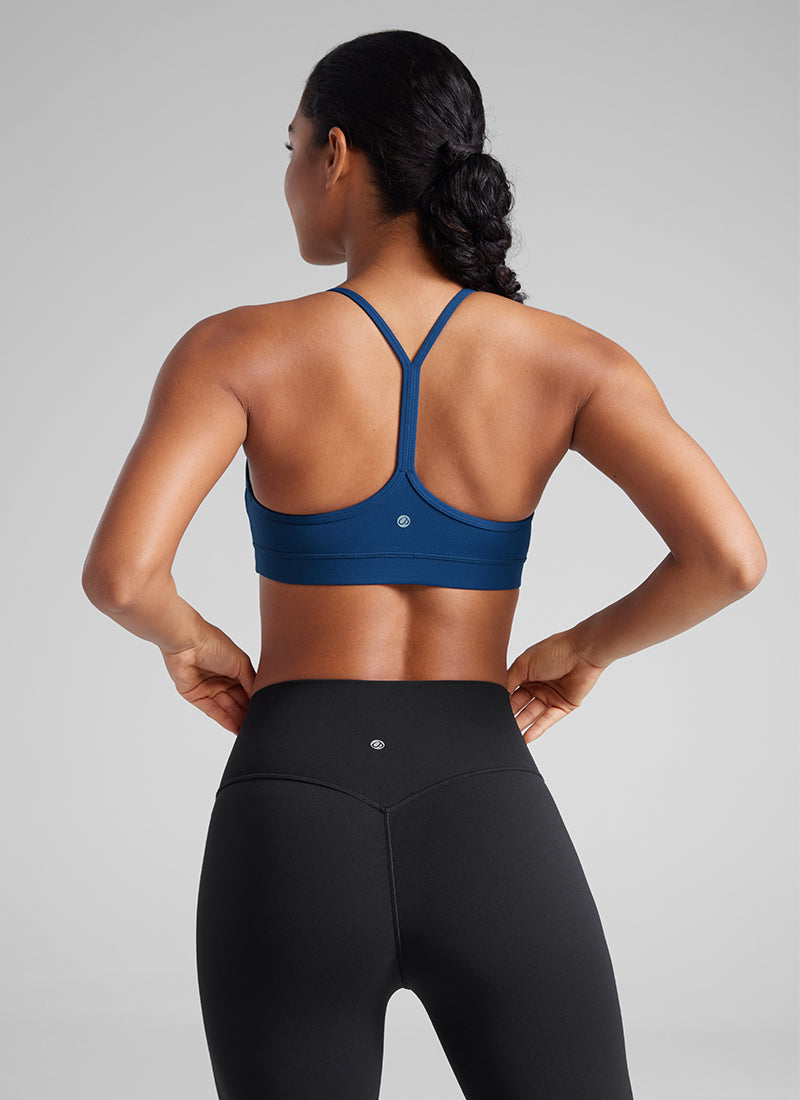 CRZ YOGA Women's Yoga Light Support Butterluxe Sports Bra Y back French Navy @model_info:Amanda