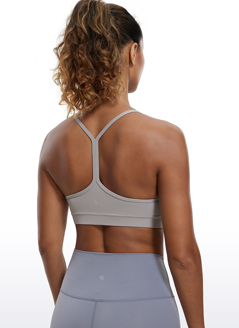 CRZ YOGA Women's Yoga Light Support Butterluxe Sports Bra Y back Gull Gray @model_info:Gigi