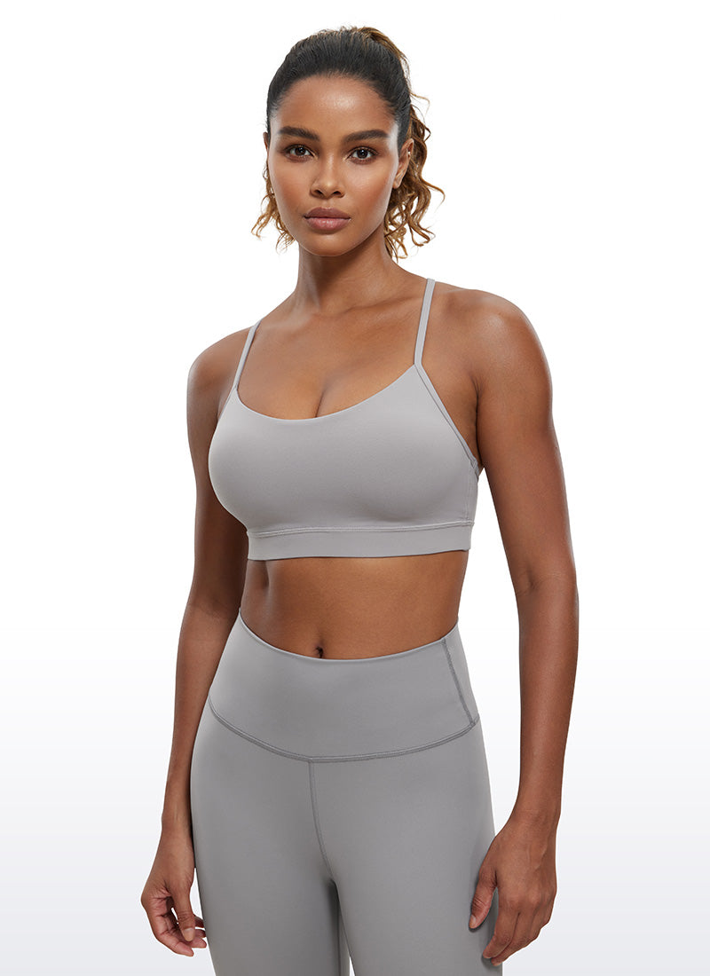 CRZ YOGA Women's Yoga Light Support Butterluxe Sports Bra Y back Gull Gray @model_info:Gigi