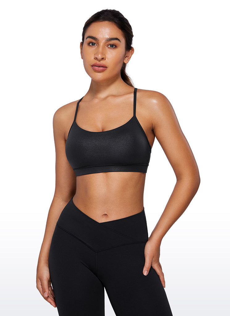 CRZ YOGA Women's Yoga Light Support Butterluxe Sports Bra Y back French Navy