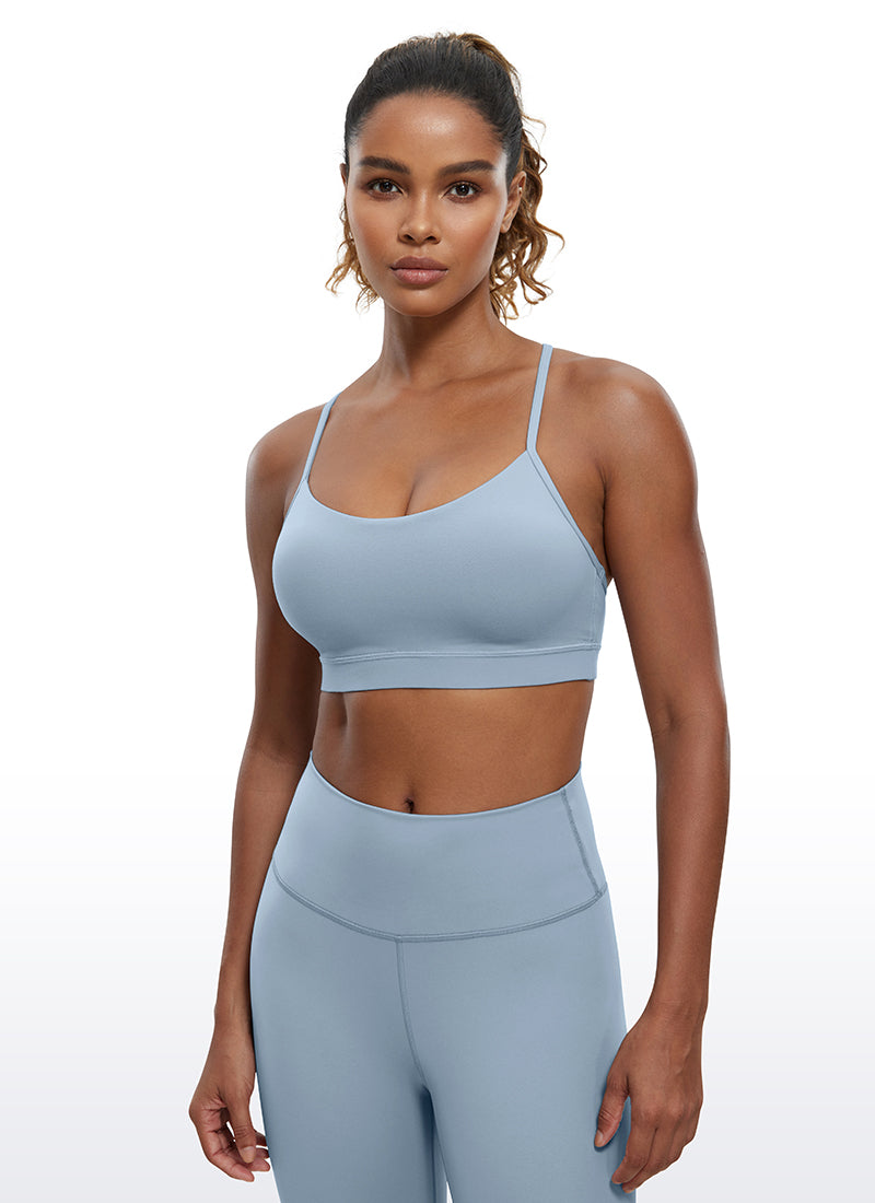 CRZ YOGA Women's Yoga Light Support Butterluxe Sports Bra Y back Cambric Blue @model_info:GI