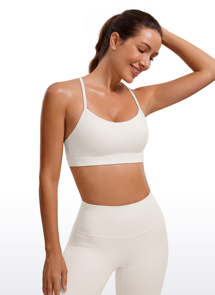 CRZ YOGA Women's Yoga Light Support Butterluxe Sports Bra Y back Cambric Blue