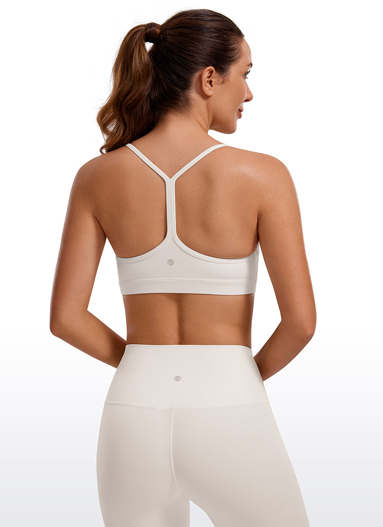 CRZ YOGA Women's Yoga Light Support Butterluxe Sports Bra Y back Cambric Blue