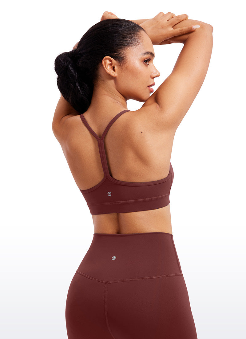 CRZ YOGA Women's Yoga Light Support Butterluxe Sports Bra Y back Noctilucence Red @model_info:Amanda