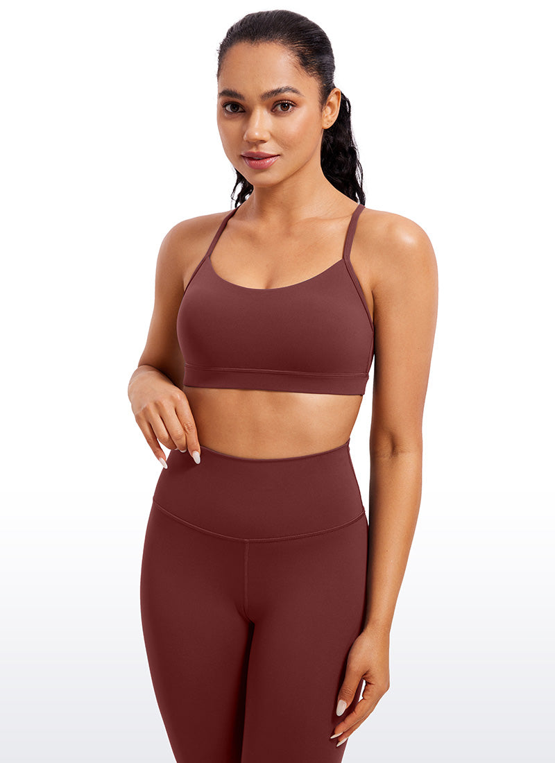 CRZ YOGA Women's Yoga Light Support Butterluxe Sports Bra Y back Noctilucence Red @model_info:Amanda