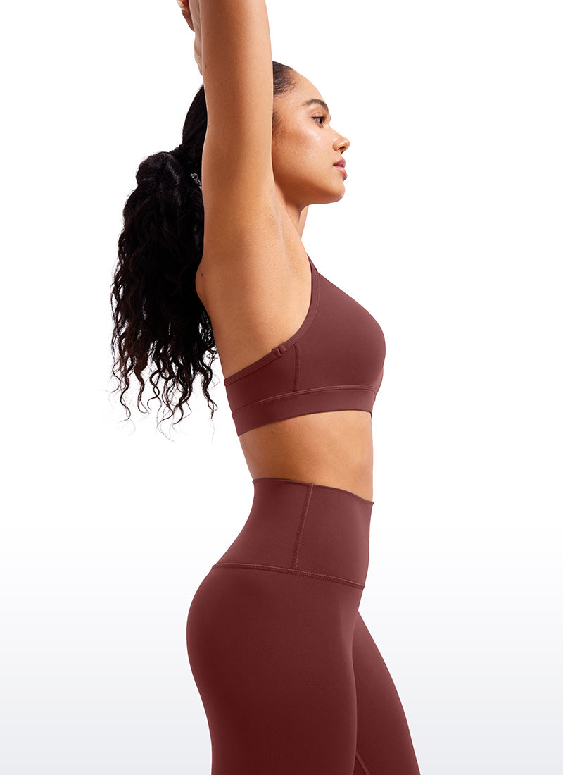 CRZ YOGA Women's Yoga Light Support Butterluxe Sports Bra Y back Noctilucence Red @model_info:Amanda