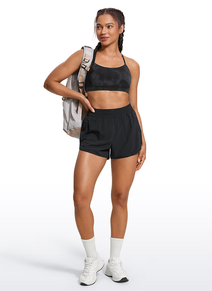 CRZ YOGA Women's Yoga Light Support Butterluxe Sports Bra Y back Black Tie Dye Flowers