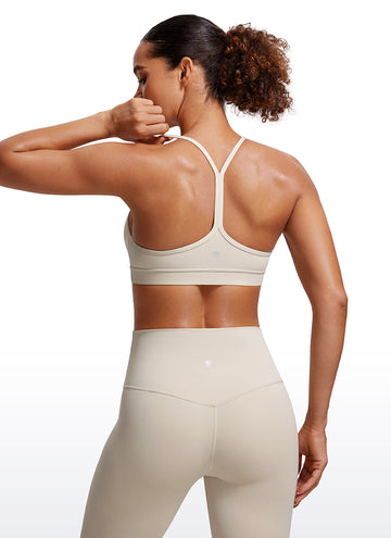CRZ YOGA Women's Yoga Light Support Butterluxe Sports Bra Y back Mojave Tan