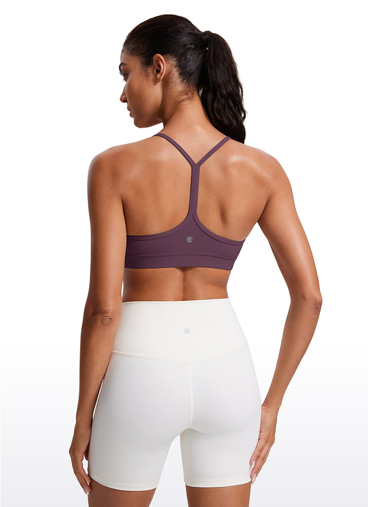 CRZ YOGA Women's Yoga Light Support Butterluxe Sports Bra Y back Grape Thistle Purple