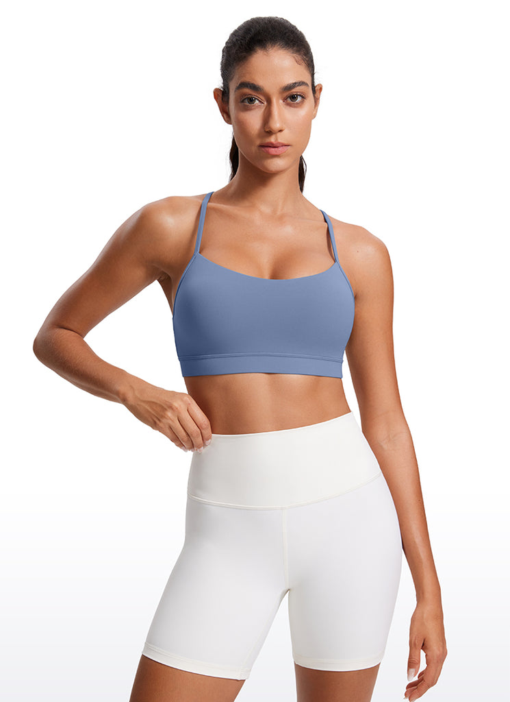 CRZ YOGA Women's Yoga Light Support Butterluxe Sports Bra Y back Oasis Blue
