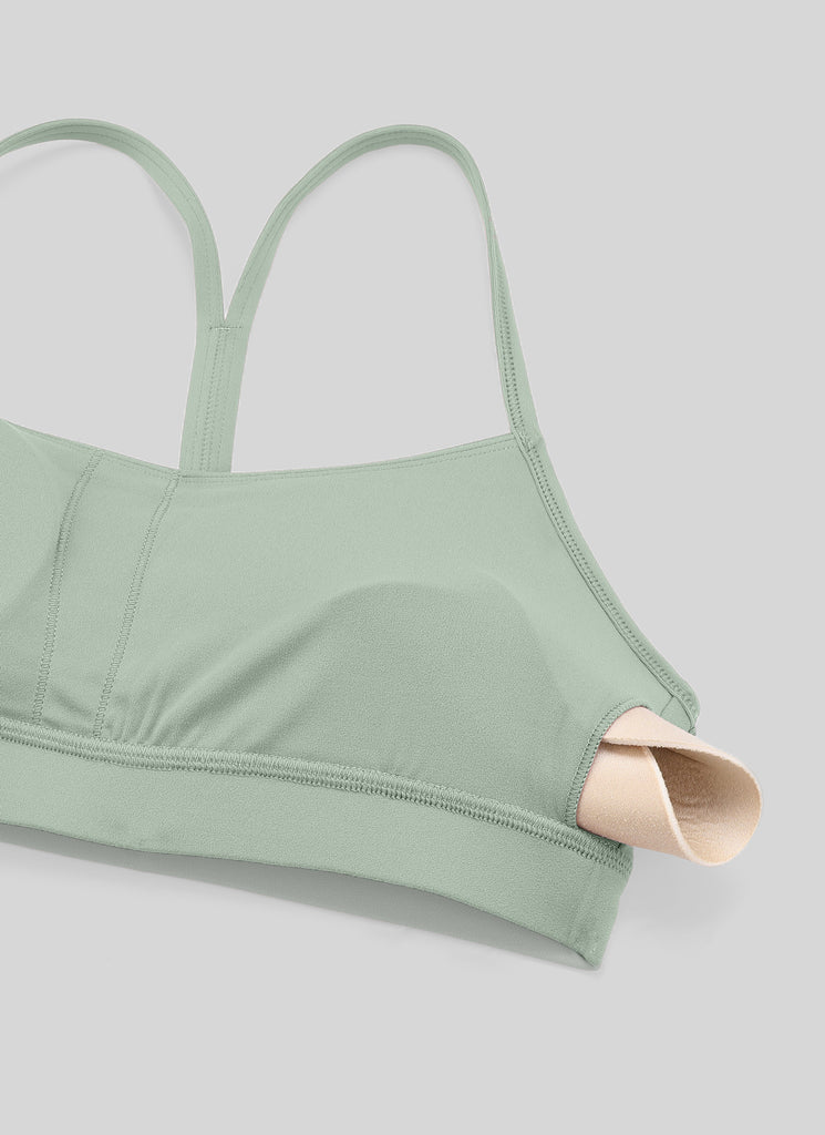 CRZ YOGA Women's Yoga Light Support Butterluxe Sports Bra Y back Green Palm Court