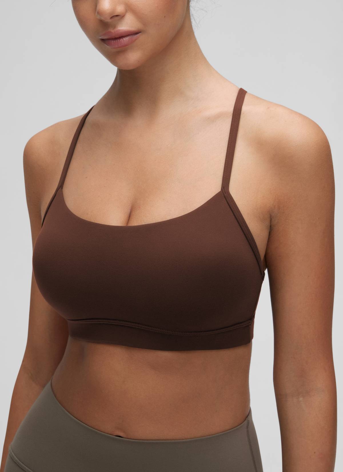 CRZ YOGA Women's Yoga Light Support Butterluxe Sports Bra Y back Lava Brown @model_info:Anano