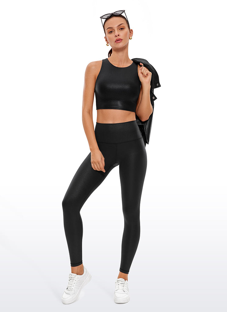 CRZ YOGA  Women's Yoga Low Support Butterluxe Tank High Neck Racerback Black Classic