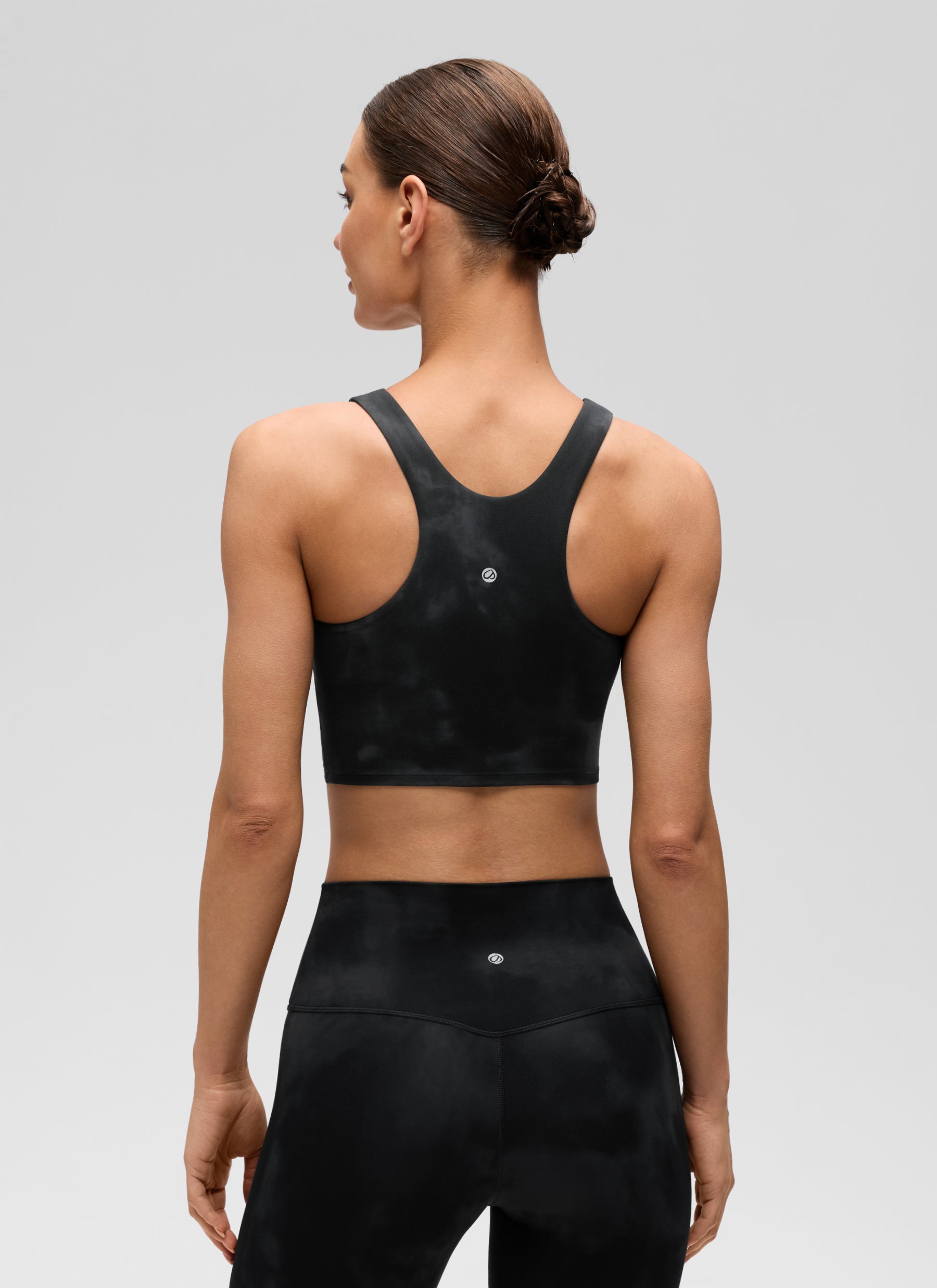 CRZ YOGA  Women's Yoga Low Support Butterluxe Tank High Neck Racerback Black Tie Dye Flowers @model_info:K