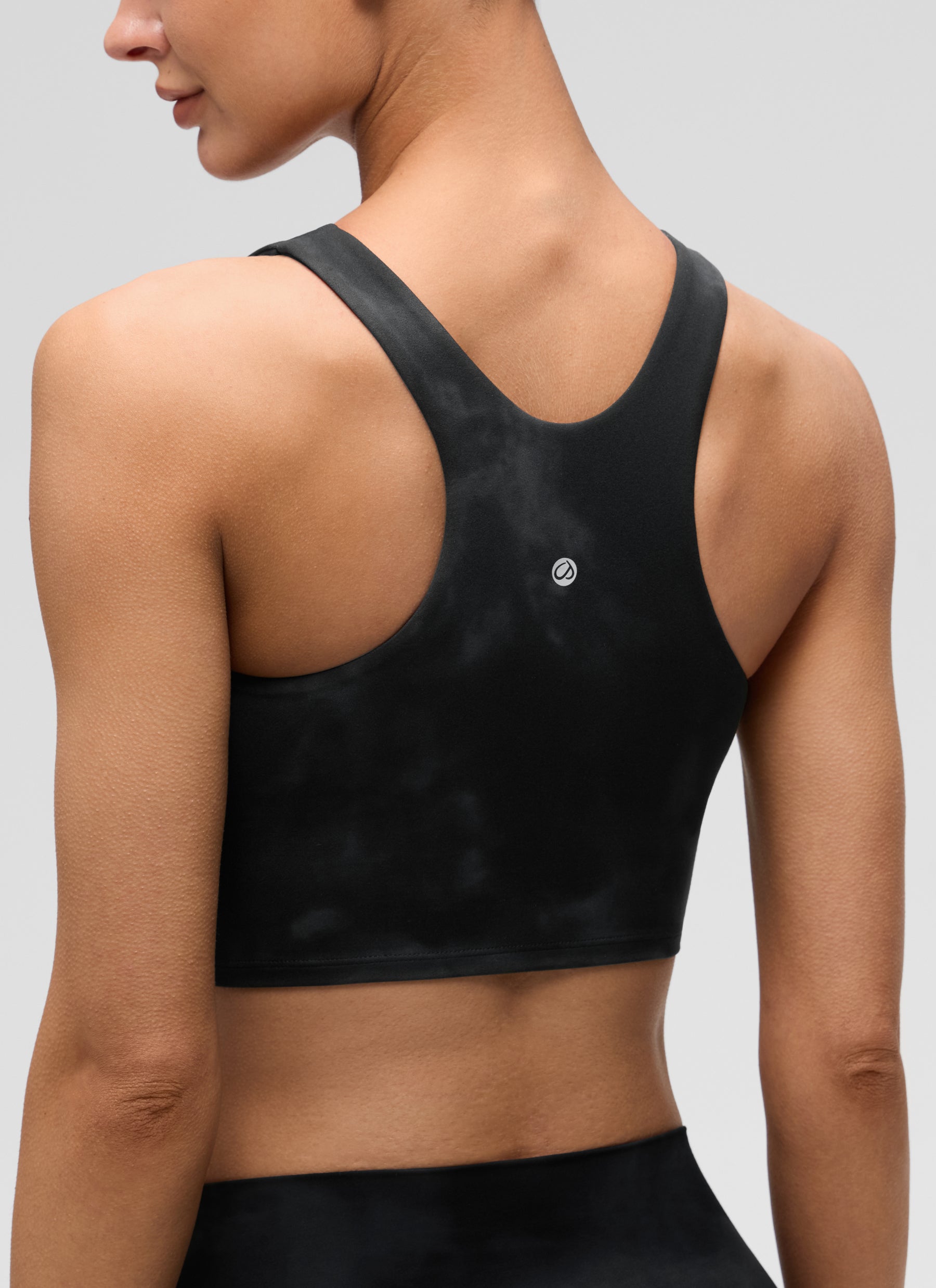 CRZ YOGA  Women's Yoga Low Support Butterluxe Tank High Neck Racerback Black Tie Dye Flowers @model_info:K