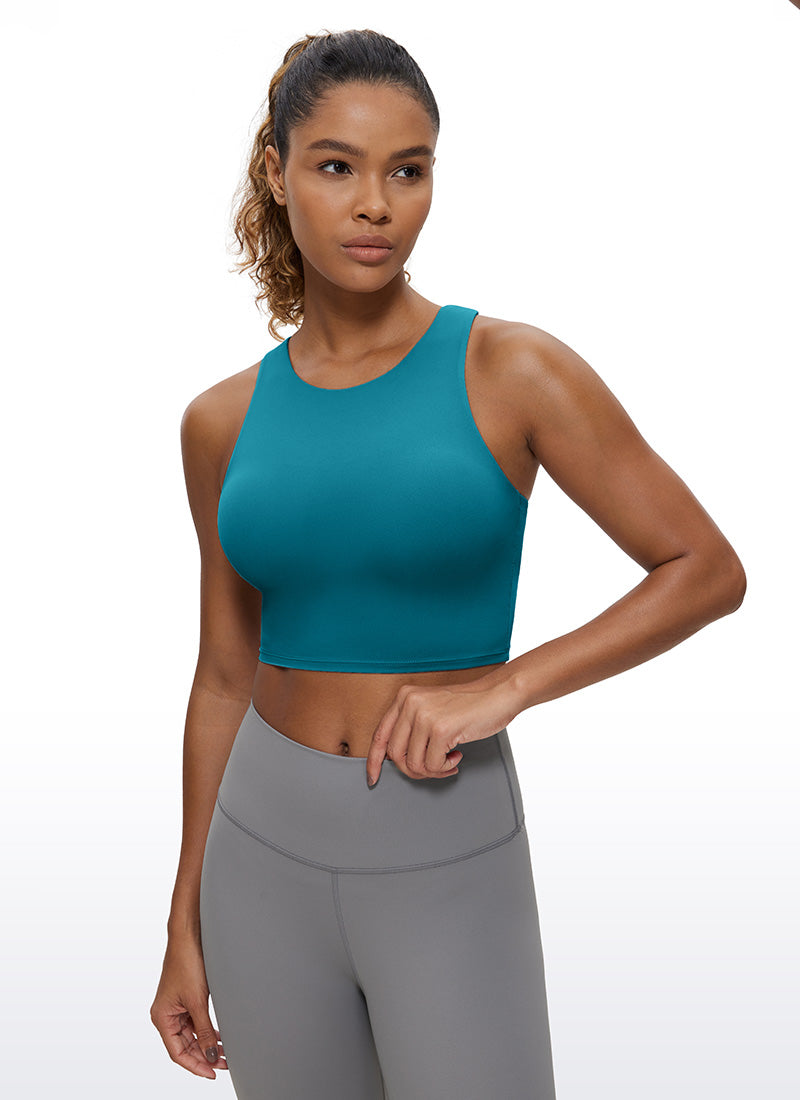 CRZ YOGA  Women's Yoga Low Support Butterluxe Tank High Neck Racerback Borealis Green
