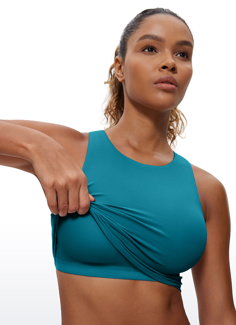 CRZ YOGA  Women's Yoga Low Support Butterluxe Tank High Neck Racerback Borealis Green