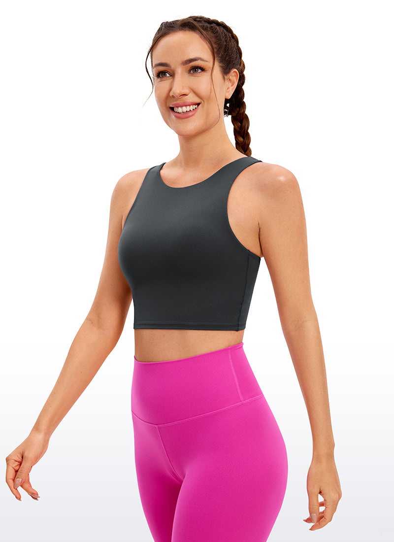 CRZ YOGA  Women's Yoga Low Support Butterluxe Tank High Neck Racerback Melanite