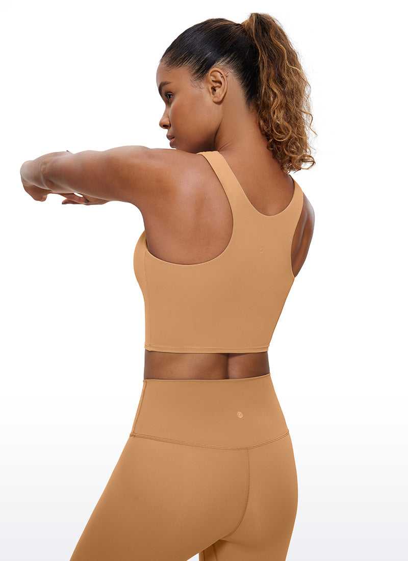 CRZ YOGA  Women's Yoga Low Support Butterluxe Tank High Neck Racerback Doe Brown @model_info:Gigi