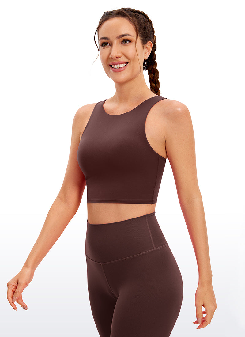 CRZ YOGA  Women's Yoga Low Support Butterluxe Tank High Neck Racerback Taupe