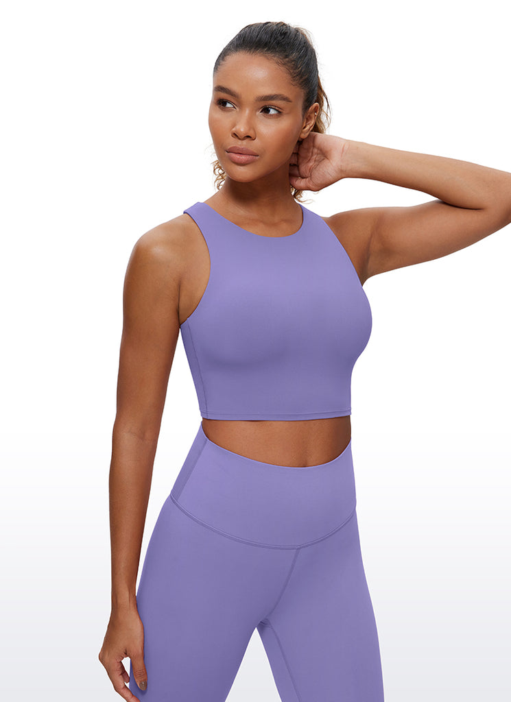 CRZ YOGA  Women's Yoga Low Support Butterluxe Tank High Neck Racerback Sparkle Blue