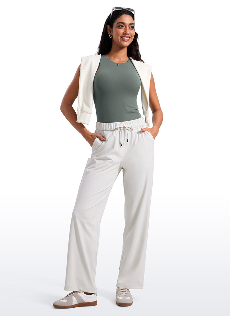 CRZ YOGA Women's Butterluxe Built-in Bra High Neck Racerback Tank Grey Sage @model_info:Mariana