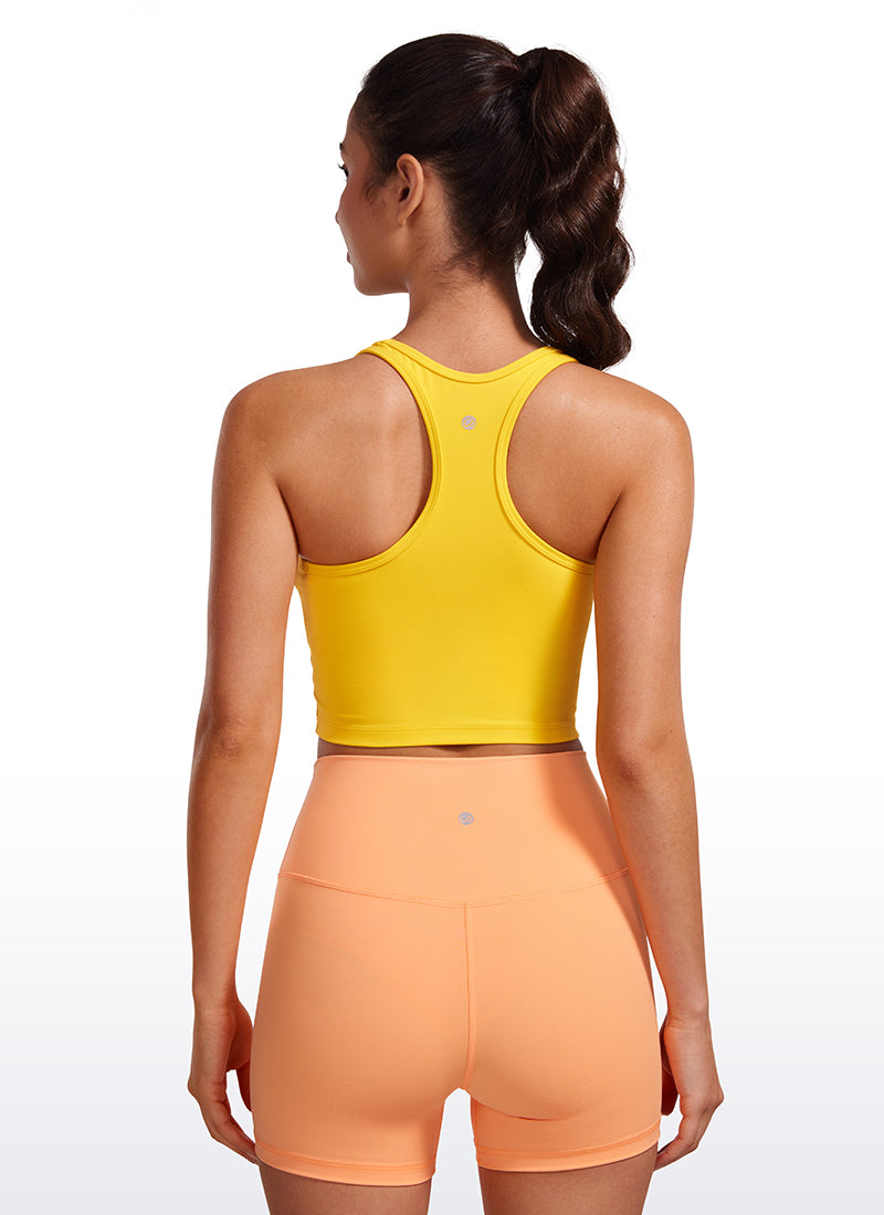 CRZ YOGA Women's Yoga Low support Butterluxe Scoop Neck Bra Y-Back High Visibility Yellow @model_info:Maysa