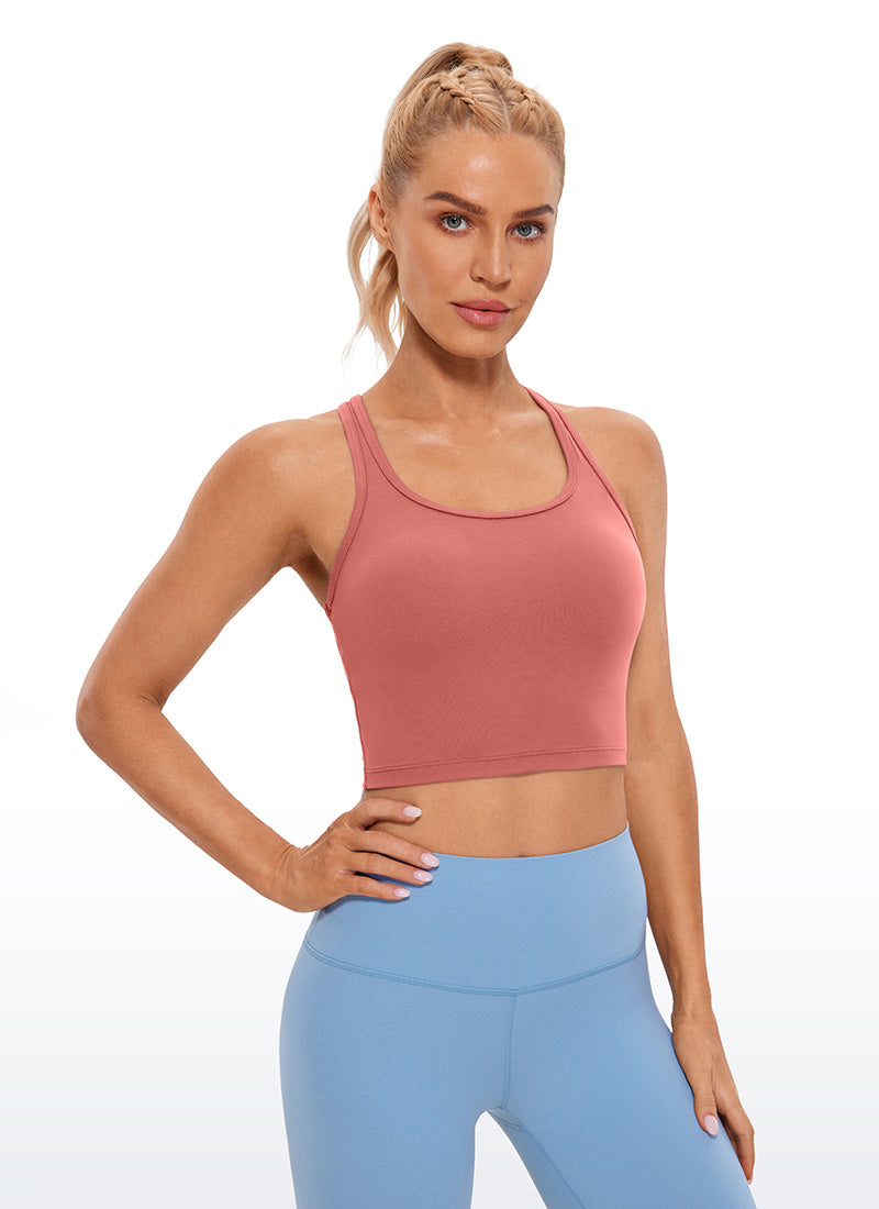 CRZ YOGA Women's Yoga Low support Butterluxe Scoop Neck Bra Y-Back Briar Rose @model_info:Natali