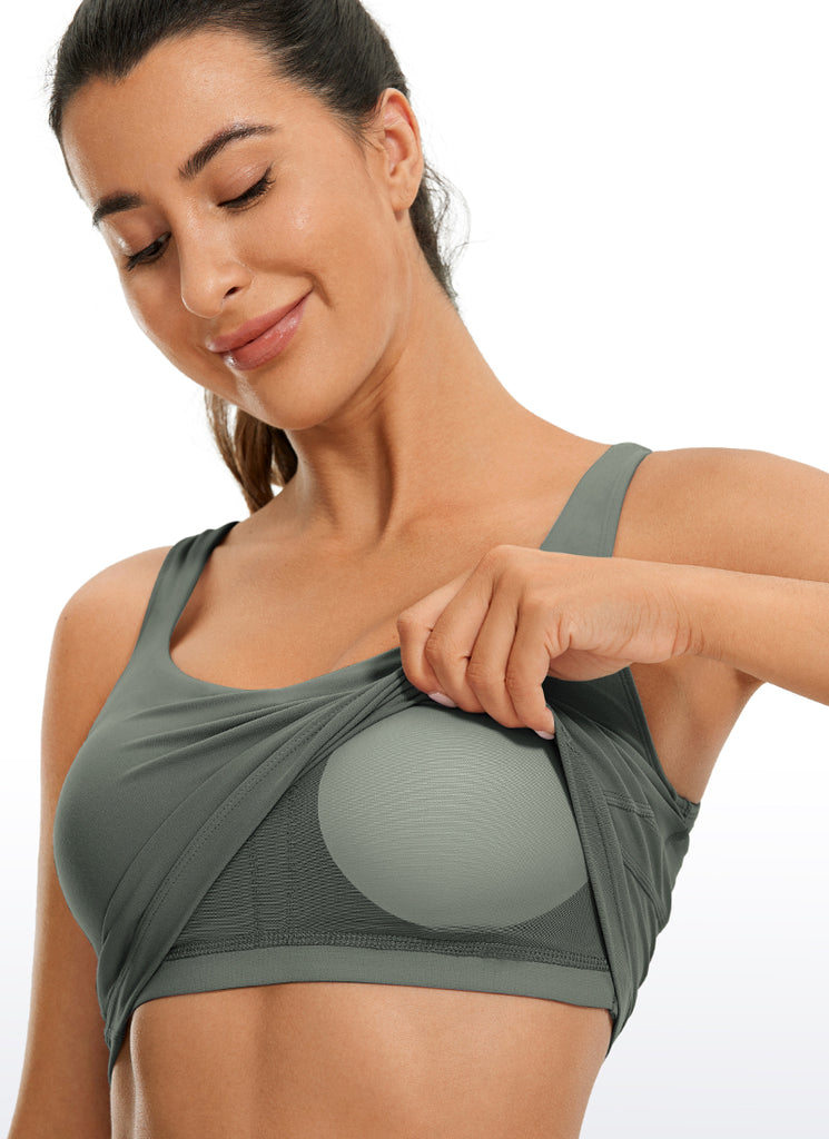 CRZ YOGA Women's Yoga Low support Butterluxe Longline Bra U-back Grey Sage