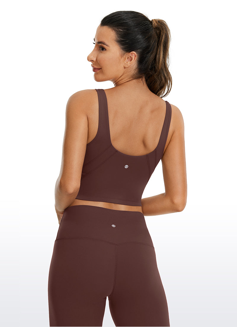 CRZ YOGA Women's Yoga Low support Butterluxe Longline Bra U-back Taupe