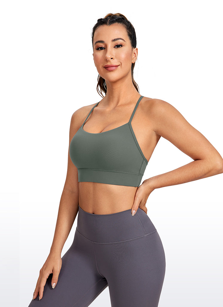 CRZ YOGA Women's Yoga Light Support Butterluxe Longline Bra Y-Back Taupe