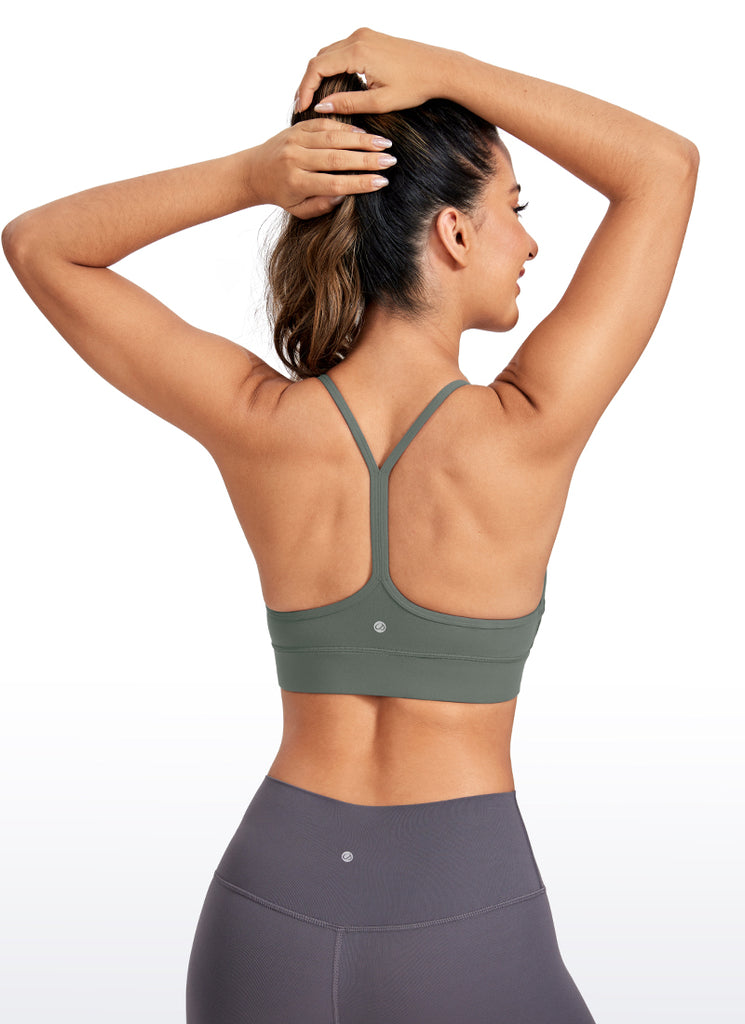 CRZ YOGA Women's Yoga Light Support Butterluxe Longline Bra Y-Back Taupe