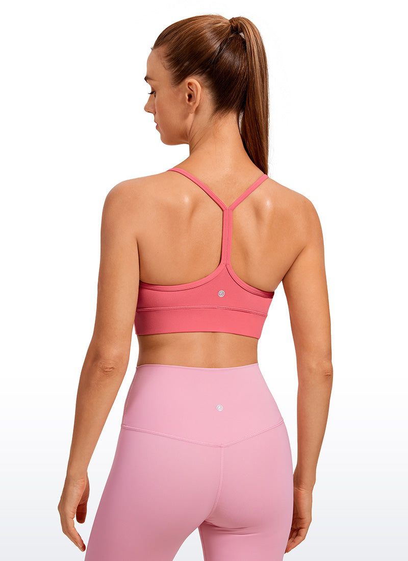CRZ YOGA Women's Yoga Light Support Butterluxe Longline Bra Y-Back Raspberry Sorbet @model_info:Olga