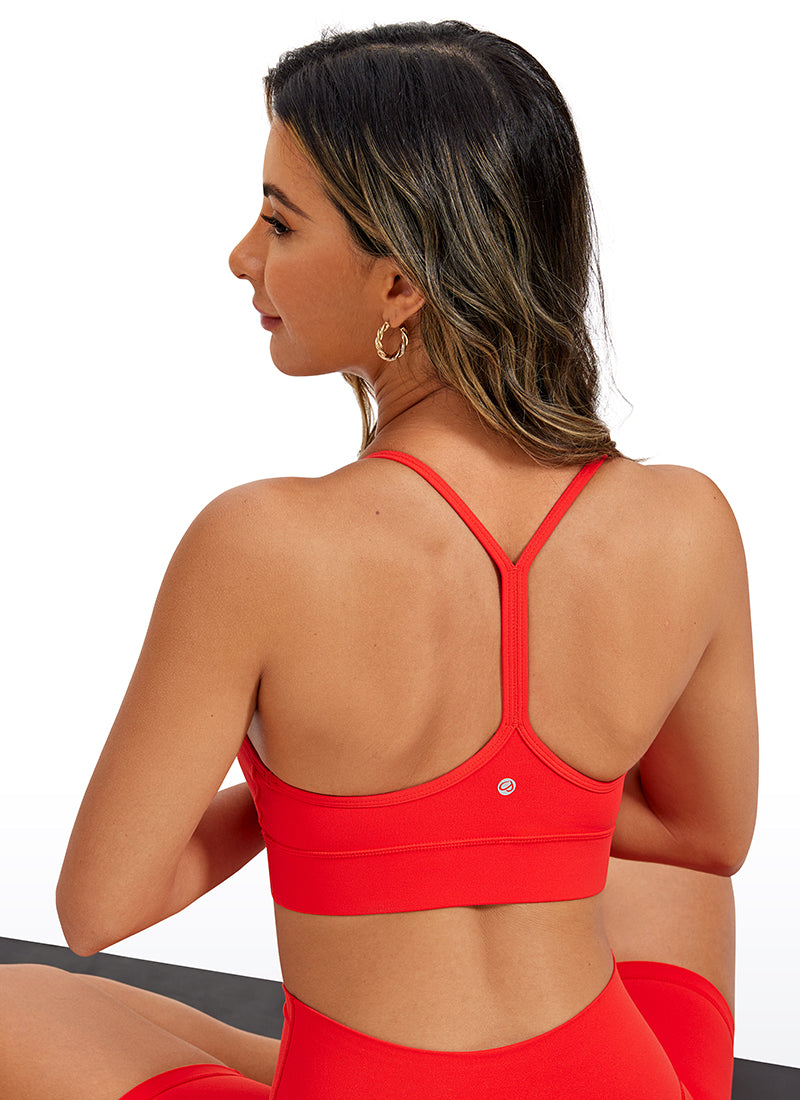 CRZ YOGA Women's Yoga Light Support Butterluxe Longline Bra Y-Back Dark Red @model_info:G