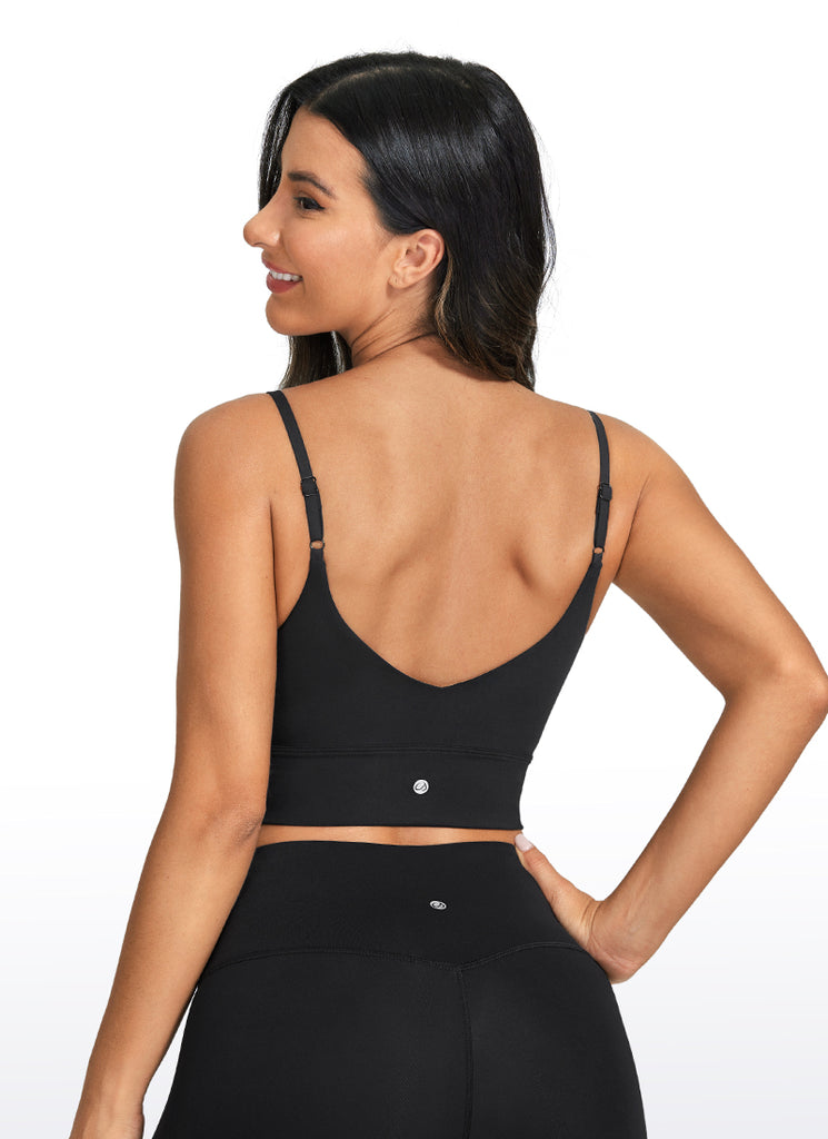 CRZ YOGA Women's Yoga Light Support Longline Bra Adjustable Straps Black