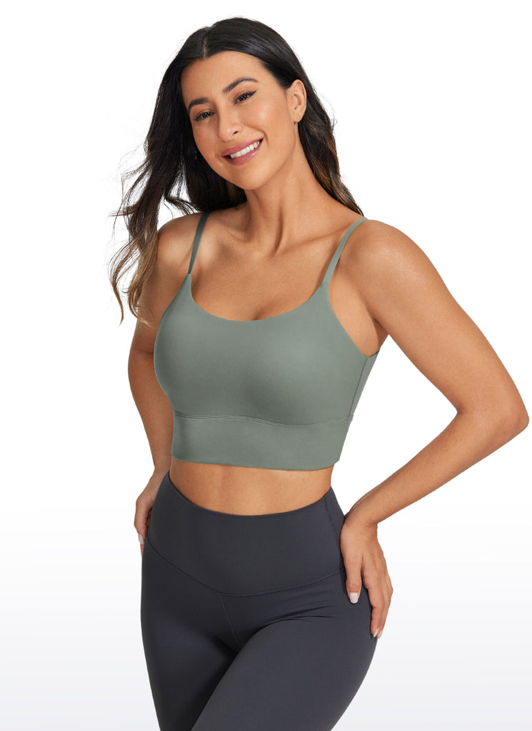 CRZ YOGA Women's Yoga Light Support Longline Bra Adjustable Straps Grey Sage