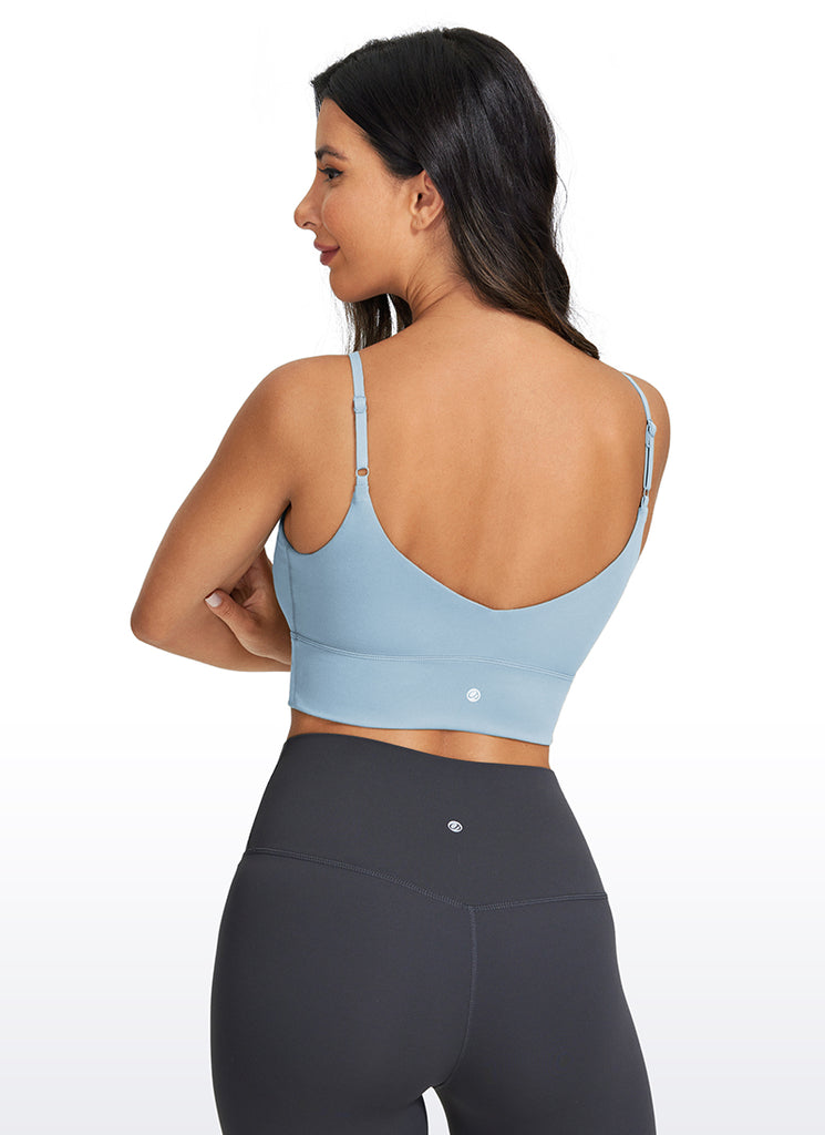 CRZ YOGA Women's Yoga Light Support Longline Bra Adjustable Straps Grey Sage