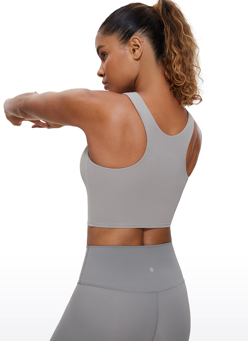 CRZ YOGA  Women's Yoga Low Support Butterluxe Tank High Neck Racerback Gull Gray @model_info:Gigi