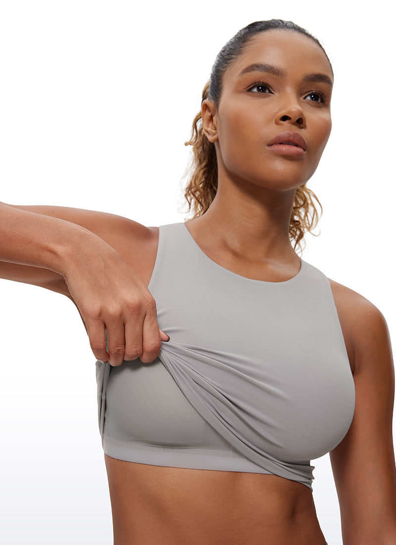 CRZ YOGA  Women's Yoga Low Support Butterluxe Tank High Neck Racerback Gull Gray @model_info:Gigi
