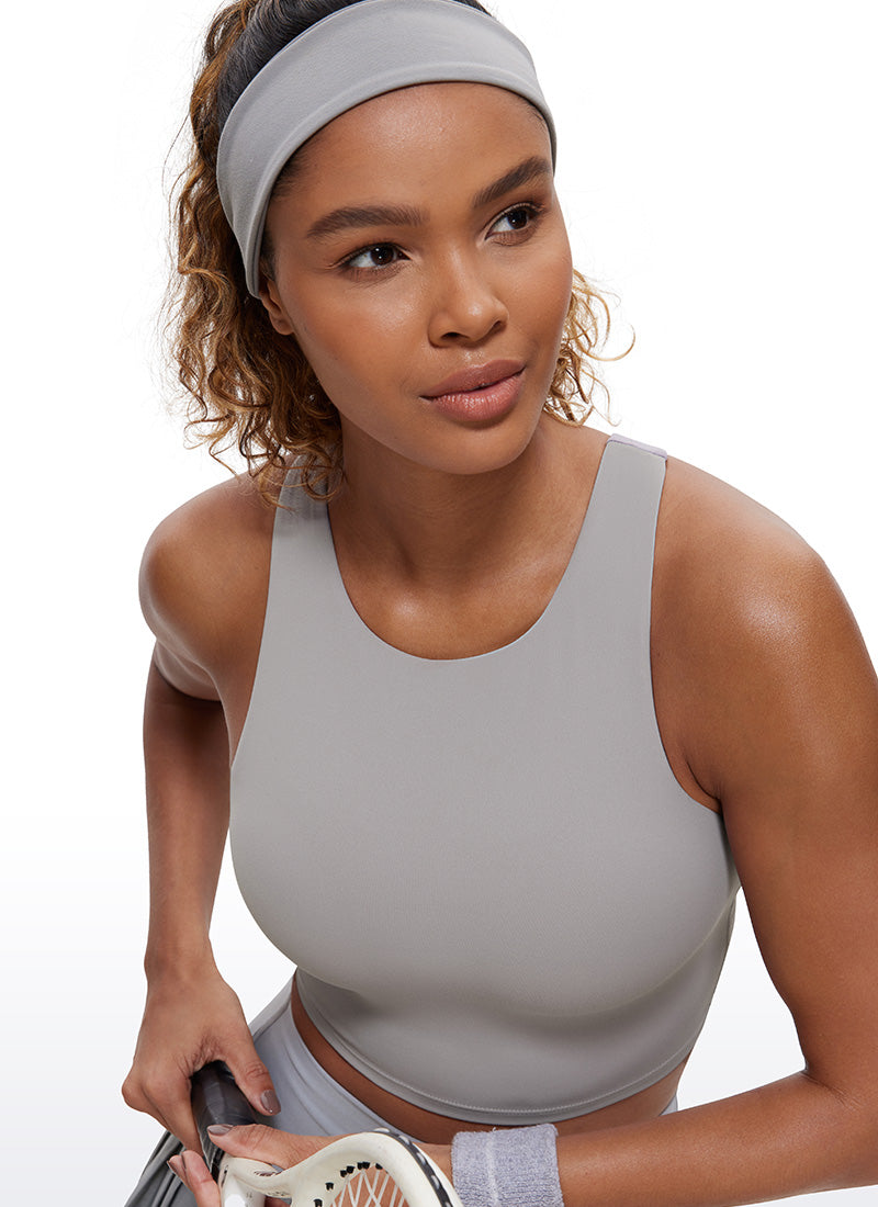 CRZ YOGA  Women's Yoga Low Support Butterluxe Tank High Neck Racerback Gull Gray @model_info:Gigi